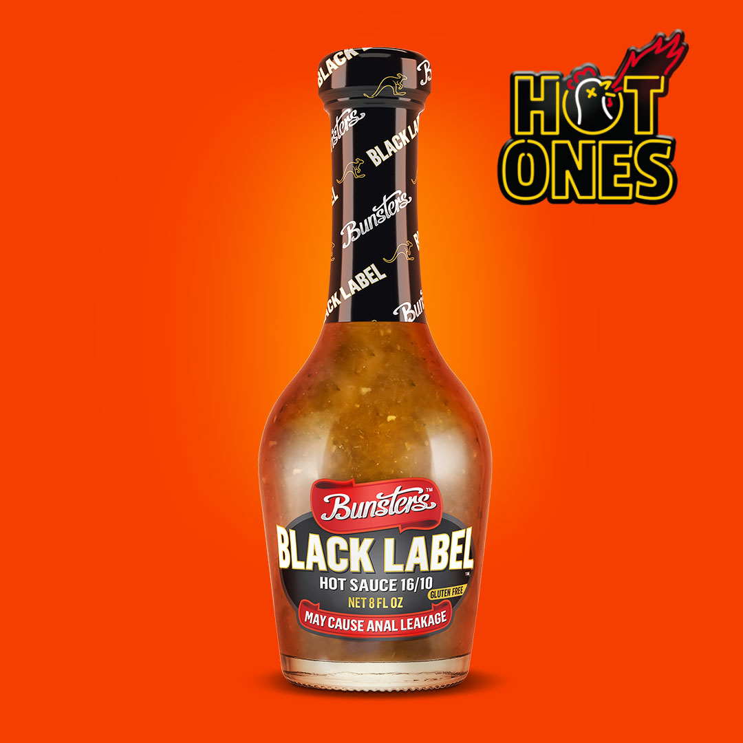 1 x Black Label Hot Sauce (16/10 Heat) – Bunsters Worldwide